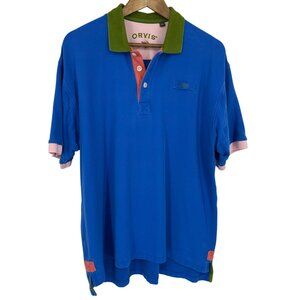 Orvis Signature Contrasting Trim Polo Shirt Orange Sz L 100% Cotton 1K48